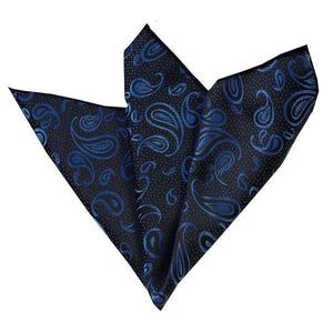 Black w/Blue Pocket Square for Men - Premium Silk Handkerchiefs for Suits - Celino Corp.