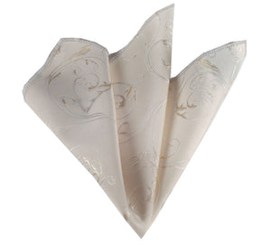 Celino White Cream Paisley Pocket Square for Men Silk Handkerchiefs for Suits