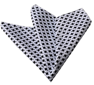 Celino White with Black Pocket Square for Men Silk Handkerchiefs for Suits
