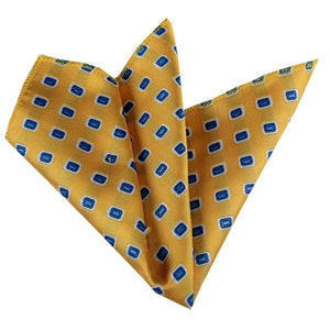 Yellow with Blue Pocket Square for Men - Premium Silk Handkerchiefs for Suits - Celino Corp.