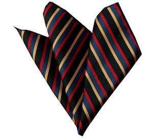 Blue Black Multi Stripes Pocket Square for Men - Premium Silk Handkerchiefs for Suits