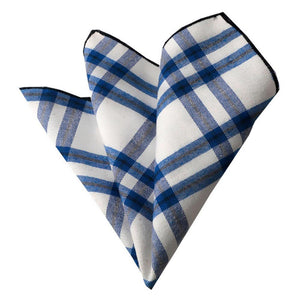 White Blue Plaid Pocket Square for Men - Premium Silk Handkerchiefs for Suits - Celino Corp.