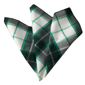 Green White Plaid Pocket Square for Men - Premium Silk Handkerchiefs for Suits - Celino Corp.