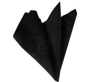 Black Paisley Pocket Square for Men - Premium Silk Handkerchiefs for Suits