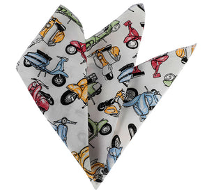 White Pattern with White Stars Pocket Square for Men - Premium Silk Handkerchiefs for Suits