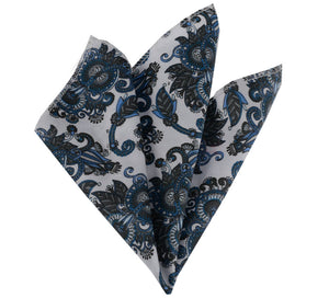 Celino White MultiColor Pattern Pocket Square for Men Silk Handkerchief for Suit