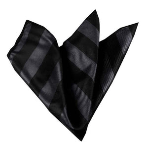 Black Grey Stripes Pocket Square for Men - Premium Silk Handkerchiefs for Suits - Celino Corp.