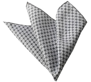 White with Small Black Squares Pocket Square for Men - Premium Silk Handkerchiefs for Suits - Celino Corp.