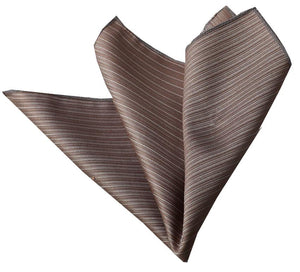 Beige Brown Striped Pocket Square for Men - Premium Silk Handkerchiefs for Suits