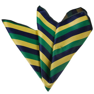 Multi Color Green Blue Yellow Striped Pocket Square for Men - Premium Silk Handkerchiefs for Suits - Celino Corp.