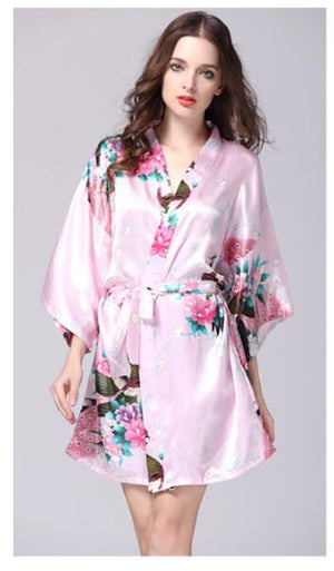 Pink Floral Printed Sleepwear for Women - 1 Piece Nightwear with Belt