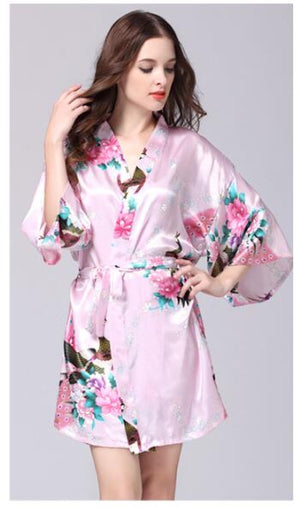 Pink Floral Printed Sleepwear for Women - 1 Piece Nightwear with Belt