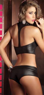 Black Strappy Womens Transparent Lace Bra and Panty Sets - 2 Piece Matching Lingerie Set for Women