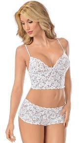 White Strappy Womens Transparent Lace Bra and Panty Sets - 2 Piece Matching Lingerie Set for Women