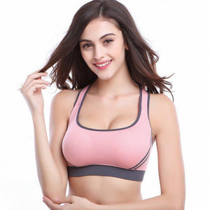 Pink Strappy Womens Sports Bra - High Impact Bra Perfect for Yoga, Workout, Running