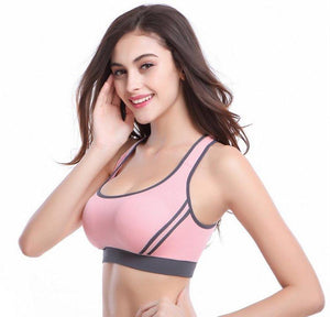 Pink Strappy Womens Sports Bra - High Impact Bra Perfect for Yoga, Workout, Running