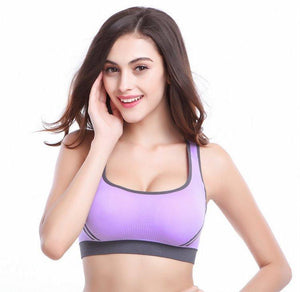 Purple Strappy Womens Sports Bra - High Impact Bra Perfect for Yoga, Workout, Running