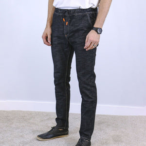 Dark Grey Slim Fit Jogger Jeans For Men - Fashion Skinny Cotton Sweatpants Zipper with Pockets