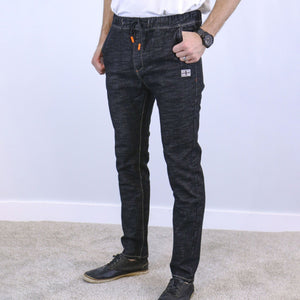 Dark Grey Slim Fit Jogger Jeans For Men - Fashion Skinny Cotton Sweatpants Zipper with Pockets