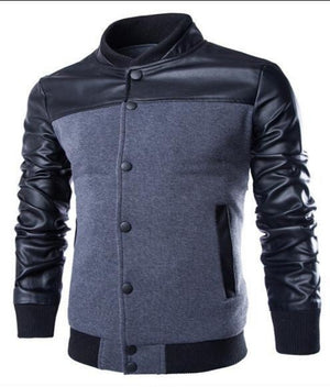 Grey & Black Long Sleeve Winter Cotton Jacket for Men - High Quality Bomber Detachable Outerwear