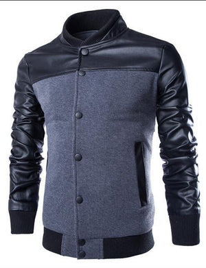 Grey & Black Long Sleeve Winter Cotton Jacket for Men - High Quality Bomber Detachable Outerwear