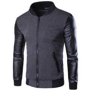 Grey Long Sleeve Waist Length Jacket for Men - High Quality Bomber Detachable Outerwear Coat Jacket
