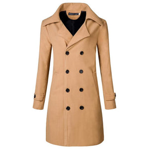 Tan Long Sleeve Winter Cotton Jacket for Men - High Quality Trench Detachable Outerwear Coat Jacket