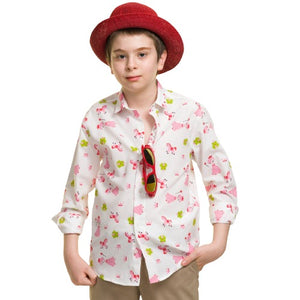 Multicolor Unicorn Doll Boys Floral Hawaiian Shirts - Tropical Long Sleeve Shirts for Casual Look