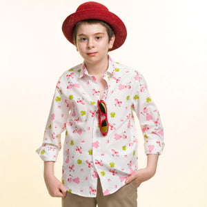 Multicolor Unicorn Doll Boys Floral Hawaiian Shirts - Tropical Long Sleeve Shirts for Casual Look