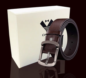 Black Anti Scratch Mens Stainless Steel Designer Buckle Belt - Perfect Leather Dress Belt