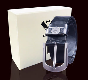 Black Cowhide Anti Scratch Mens Stainless Steel Designer Buckle Belt - Perfect Leather Dress Belt