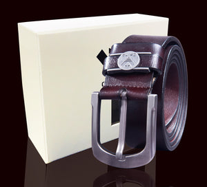 Anti Scratch Mens Stainless Steel Designer Buckle Belt - Perfect Leather Dress Belt
