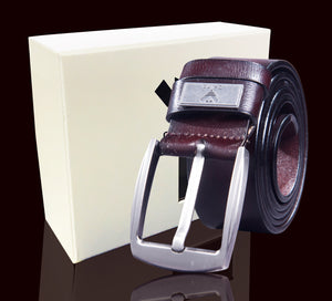 Brown Anti Scratch Mens Stainless Steel Designer Buckle Belt - Perfect Leather Dress Belt