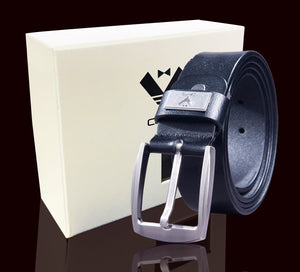 Black Anti Scratch Mens Stainless Steel Designer Buckle Belt - Perfect Leather Dress Belt