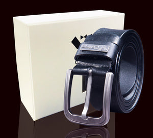 Black Anti Scratch Mens Stainless Steel Designer Buckle Belt - Perfect Leather Dress Belt