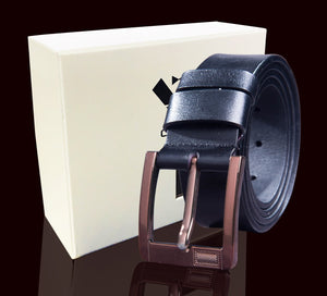 Black Anti Scratch Mens Stainless Steel Designer Buckle Belt - Perfect Leather Dress Belt