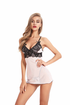 Red Sheer Womens Hot Lace Babydolls Sets - Low Cut Chemise Lingerie Set Sleepwear for Women