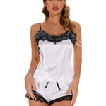 White Women's Elegantly Embroidered - Sleepwear Lingerie Bodysuits with G-String