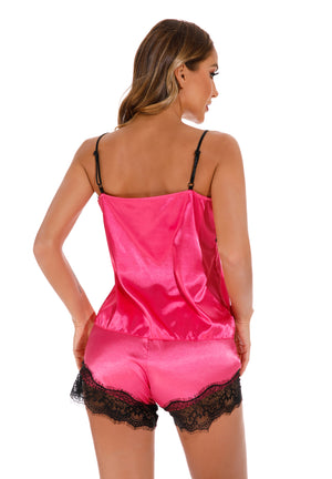 Rose Red Women's Elegantly Embroidered - Sleepwear Lingerie Bodysuits with G-String