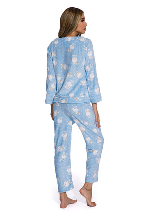 Blue 2 Piece Cartoon Printed Sleepwear set