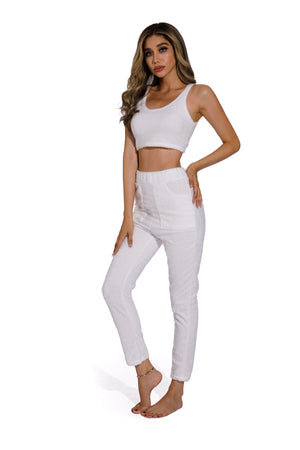 White -3Piece Fashion women Pure Color Sleepsuit
