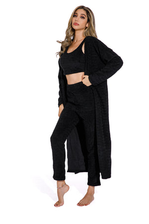 Black-Autumn winter long sleeve women pajamas suit