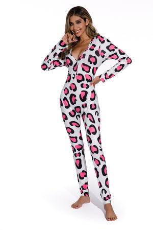 Leopard-Sexy women long sleeve leopard  pajamas suit