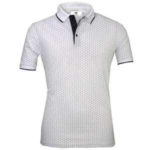 White With Black Dots Mens Slim Fit Polo Shirts - 100% Soft Cotton - Tailored Comfortable Fit