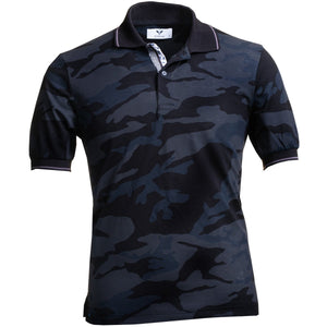 Black Camouflage Mens Slim Fit Polo Shirts - 100% Soft Cotton - Tailored Comfortable Fit