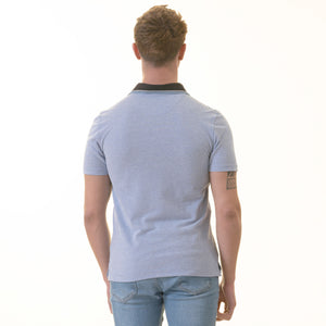 Blue inside Floral Mens Slim Fit Polo Shirts - 100% Soft Cotton - Tailored Comfortable Fit