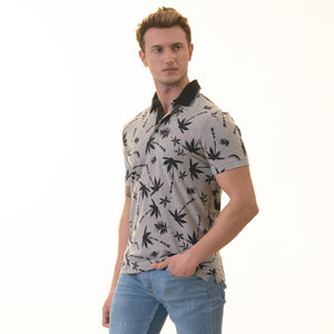 Gray Black Hawaian Mens Slim Fit Polo Shirts - 100% Soft Cotton - Tailored Comfortable Fit