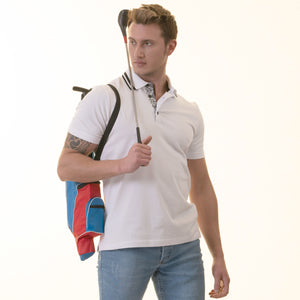 White inside Black Printed Mens Slim Fit Polo Shirts - 100% Soft Cotton - Tailored Comfortable Fit