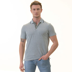 Green inside Polka Dot Mens Slim Fit Polo Shirts - 100% Soft Cotton - Tailored Comfortable Fit