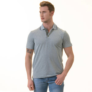 Green inside Polka Dot Mens Slim Fit Polo Shirts - 100% Soft Cotton - Tailored Comfortable Fit